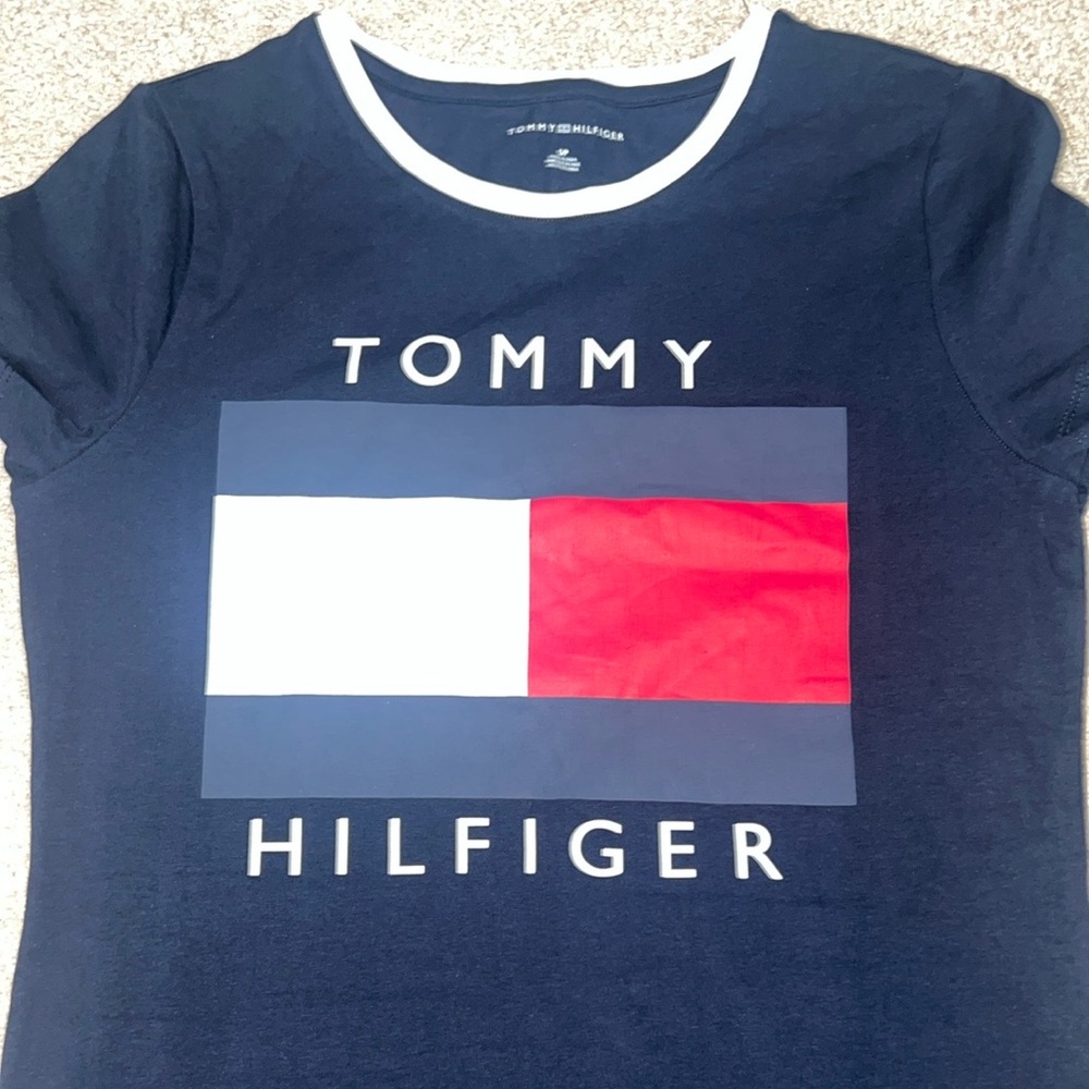 Tommy Hilfiger Flag Logo Dress Dark Blue Shirt Dress Size Small - Picture 7 of 10